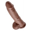 Realistic Dildo King Cock With Balls 25cm Brown