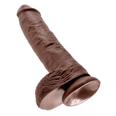 Realistic Dildo King Cock With Balls 25cm Brown Realistic Dildo King Cock With Balls 25cm Brown