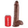 Realistic Dildo King Cock With Balls 25cm Brown