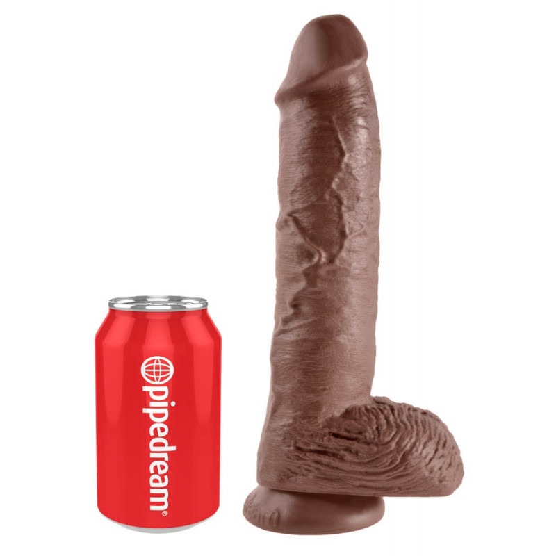 Realistic Dildo King Cock With Balls 25cm Brown Realistic Dildo King Cock With Balls 25cm Brown