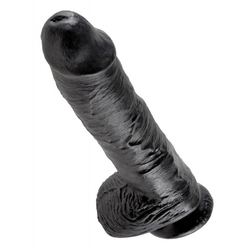 Realistic Dildo King Cock With Balls 25cm Βlack Realistic Dildo King Cock With Balls 25cm Βlack