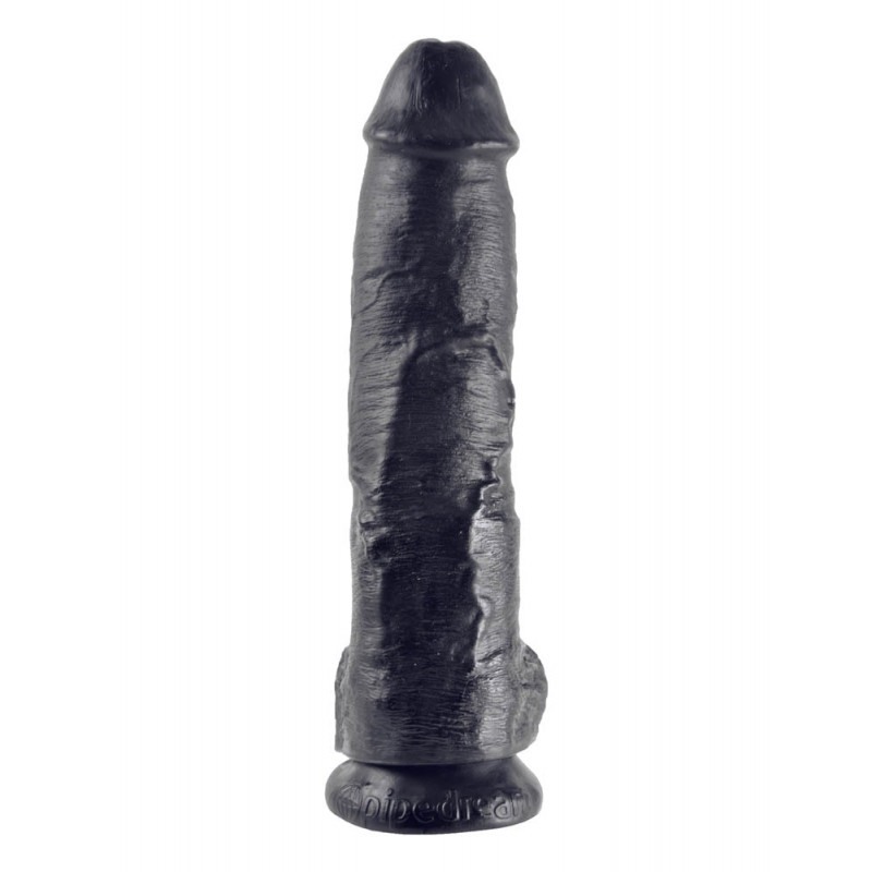 Realistic Dildo King Cock With Balls 25cm Βlack Realistic Dildo King Cock With Balls 25cm Βlack