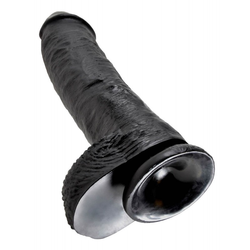 Realistic Dildo King Cock With Balls 25cm Βlack Realistic Dildo King Cock With Balls 25cm Βlack