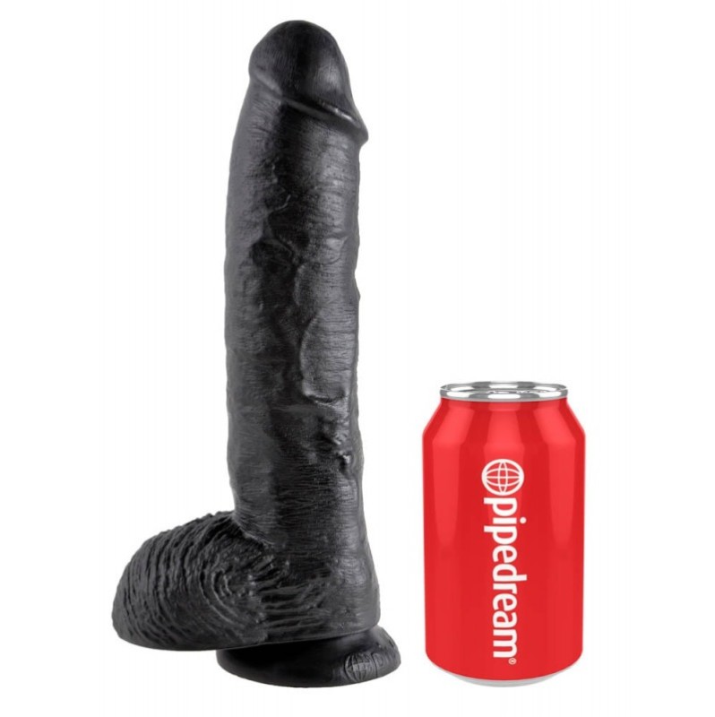 Realistic Dildo King Cock With Balls 25cm Βlack