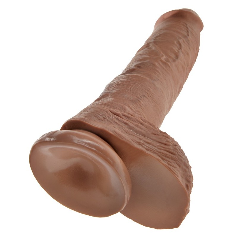 Realistic Dildo King Cock With Balls 25cm Tan