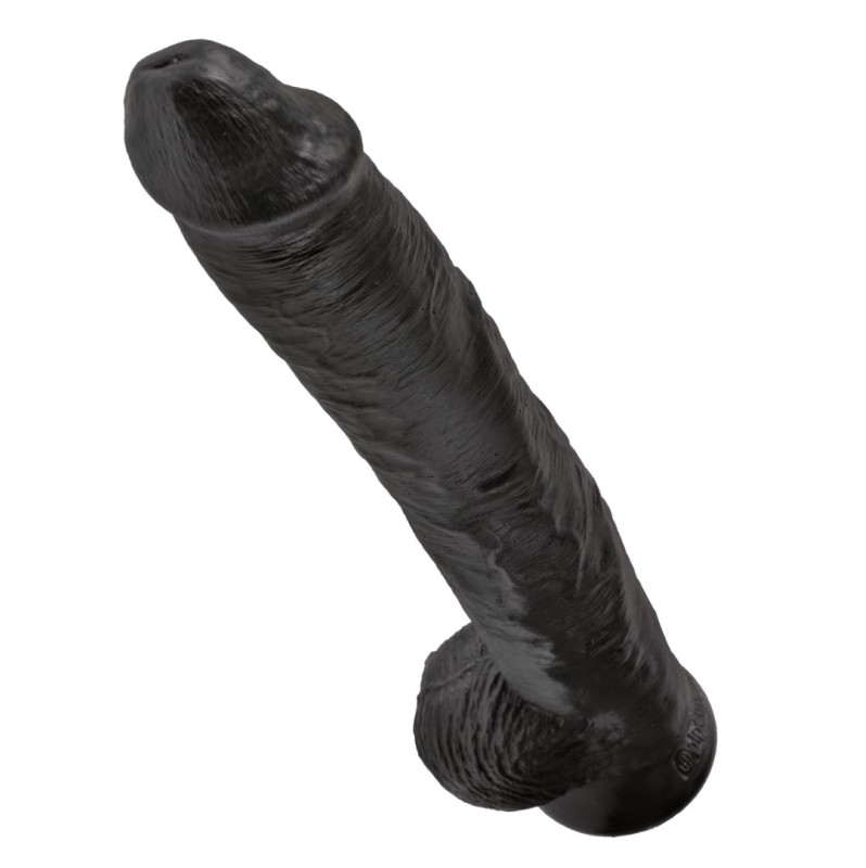 Realistic Dildo King Cock With Balls 35.6cm Black