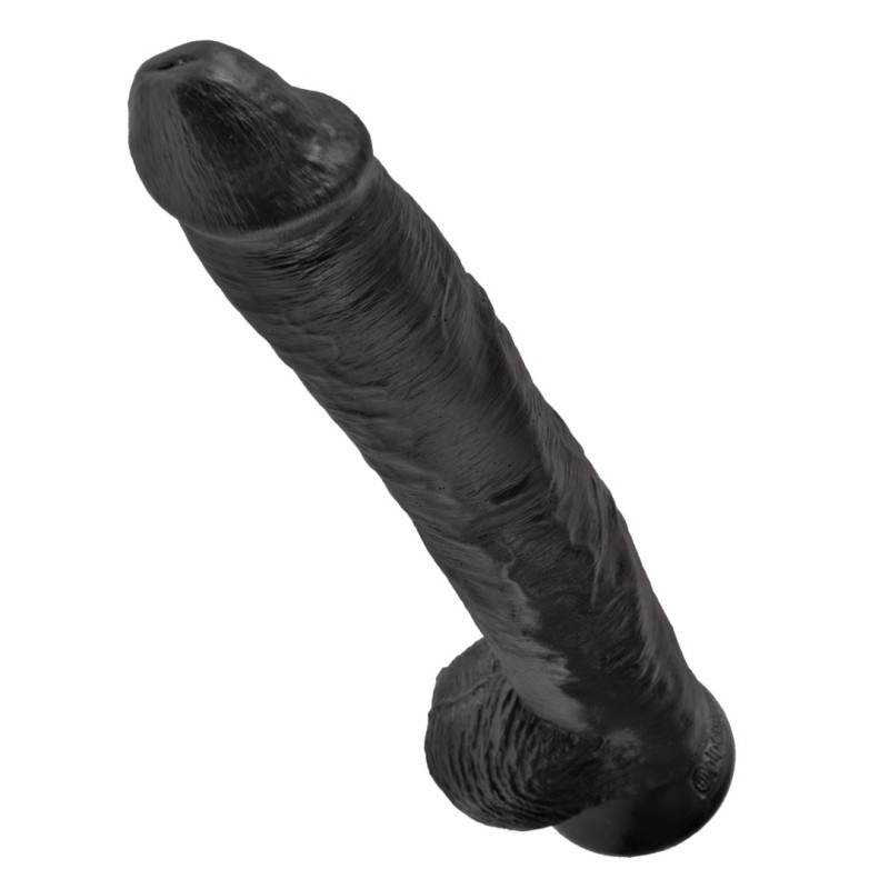 Realistic Dildo King Cock With Balls 35.6cm Black Realistic Dildo King Cock With Balls 35.6cm Black