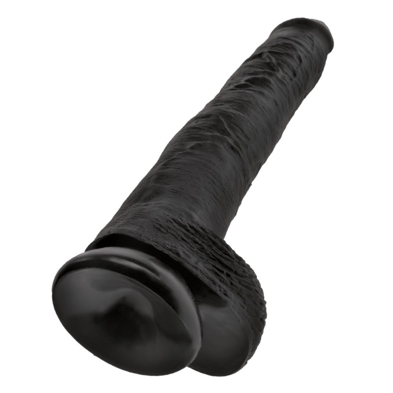 Realistic Dildo King Cock With Balls 35.6cm Black Realistic Dildo King Cock With Balls 35.6cm Black