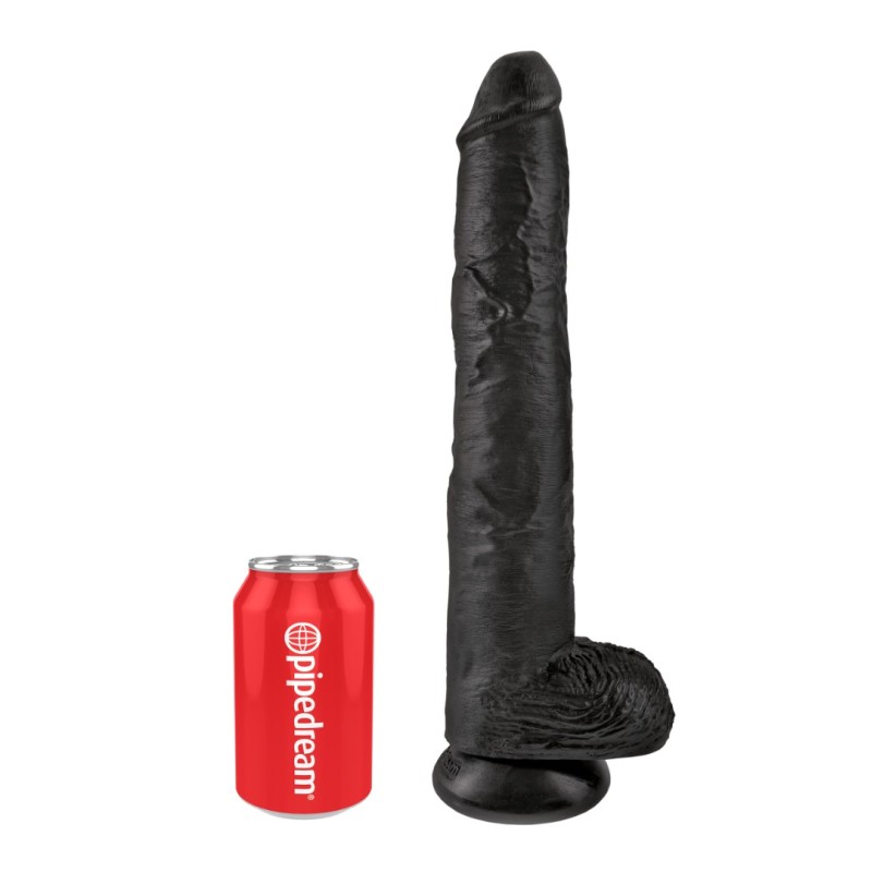 Realistic Dildo King Cock With Balls 35.6cm Black Realistic Dildo King Cock With Balls 35.6cm Black