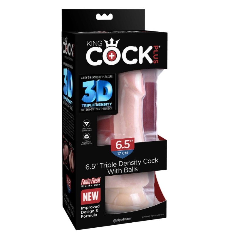 Realistic Dildo King Cock Plus Triple Density Cock with Balls 17cm Nude Realistic Dildo King Cock Plus Triple Density Cock with Balls 17cm Nude