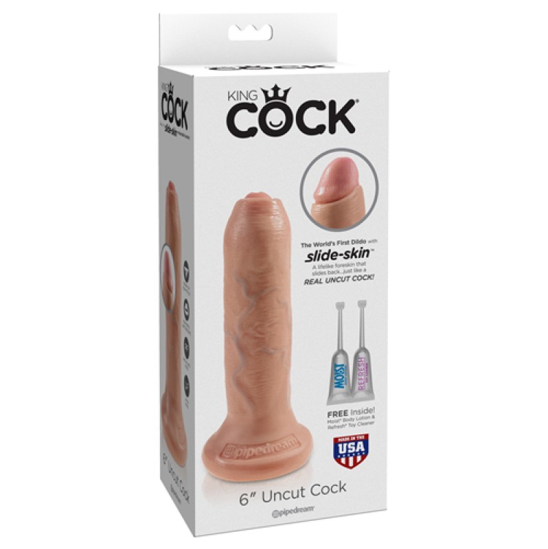 Ρεαλιστικό Dildo King Cock Uncut Χωρίς Περιτομή 16cm Μπεζ