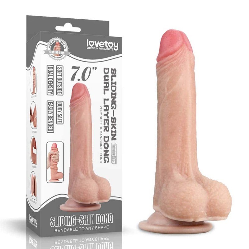 Ρεαλιστικό Dildo Lovetoy Sliding-Skin Dual Layer Dong 17.5cm Μπεζ