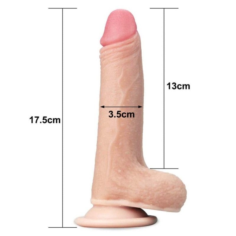 Realistic Dildo Lovetoy Sliding-Skin Dual Layer Dong 17.5cm Nude