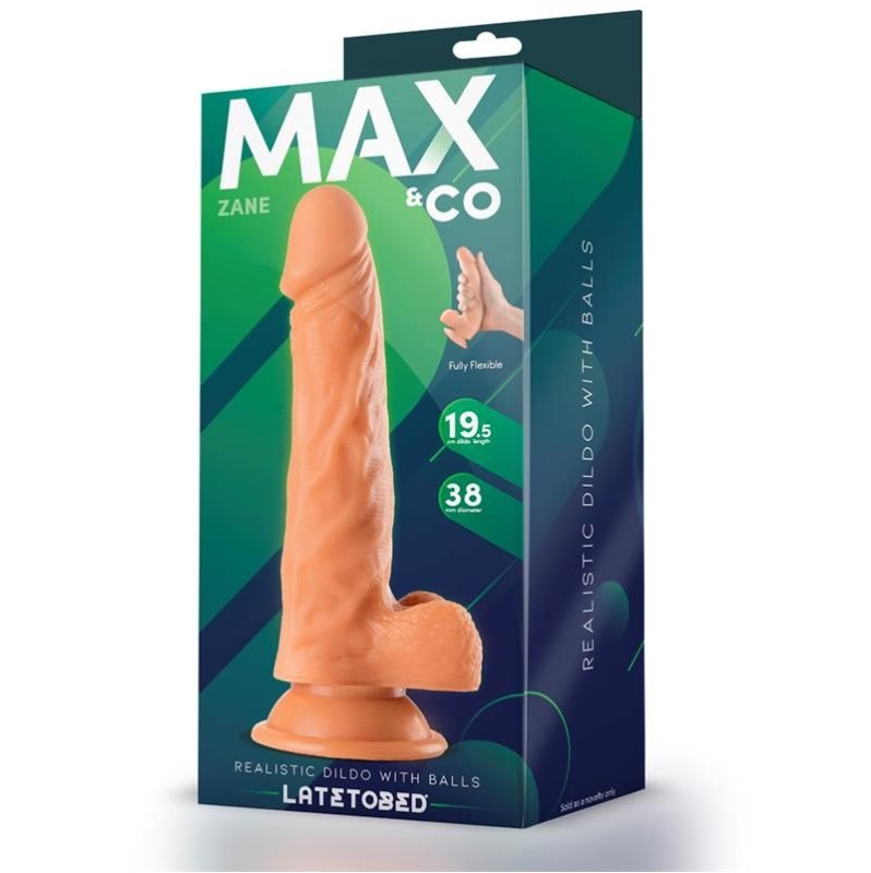 Realistic Dildo With Testicles Max & Co Zane 19.5cm Nude