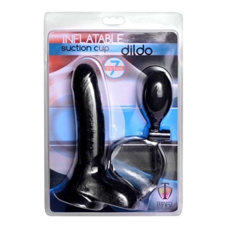 Ρεαλιστικό Dildo Trinity Vibes Φουσκωτό με Βεντούζα 17.5cm Μαύρο