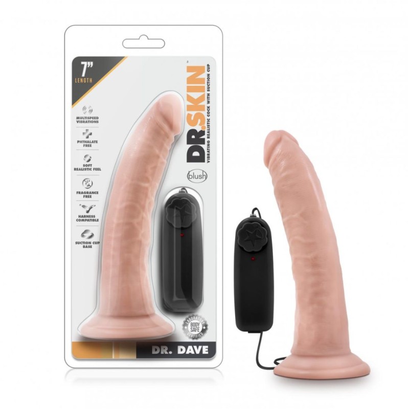 Realistic Vibrator Dr.Skin Dr.Dave With Suction Cup 17.8cm Nude