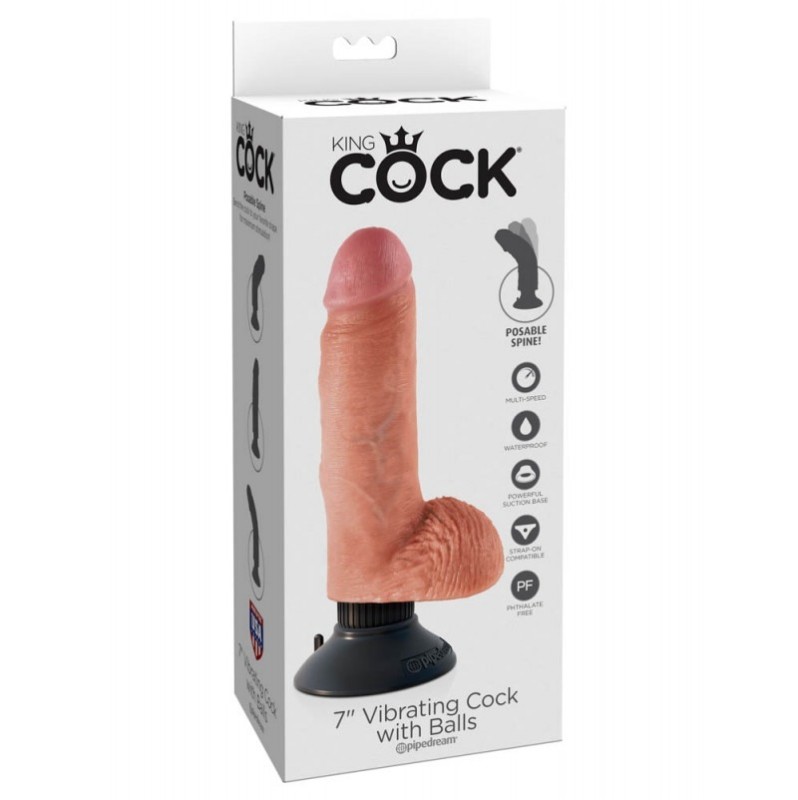 Realistic Vibrator King Cock Ballsy 18cm Nude