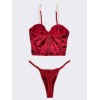 2 Piece Set Satin Chain Bandeau Modern Ocean Red