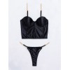 2 Piece Set Satin Chain Bandeau Modern Ocean Black