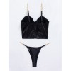 2 Piece Set Satin Chain Bandeau Modern Ocean Black