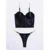 2 Piece Set Satin Chain Bandeau Modern Ocean Black 2 Piece Set Satin Chain Bandeau Modern Ocean Black
