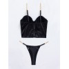 2 Piece Set Satin Chain Bandeau Modern Ocean Black 2 Piece Set Satin Chain Bandeau Modern Ocean Black