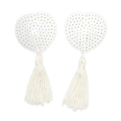 Sequin Nipple Cover with Tassel White