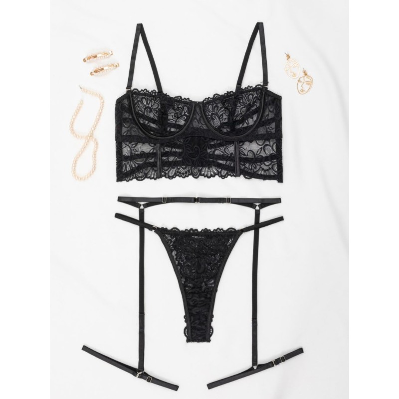 Lace Bandeau Set Modern Ocean Black Lace Bandeau Set Modern Ocean Black