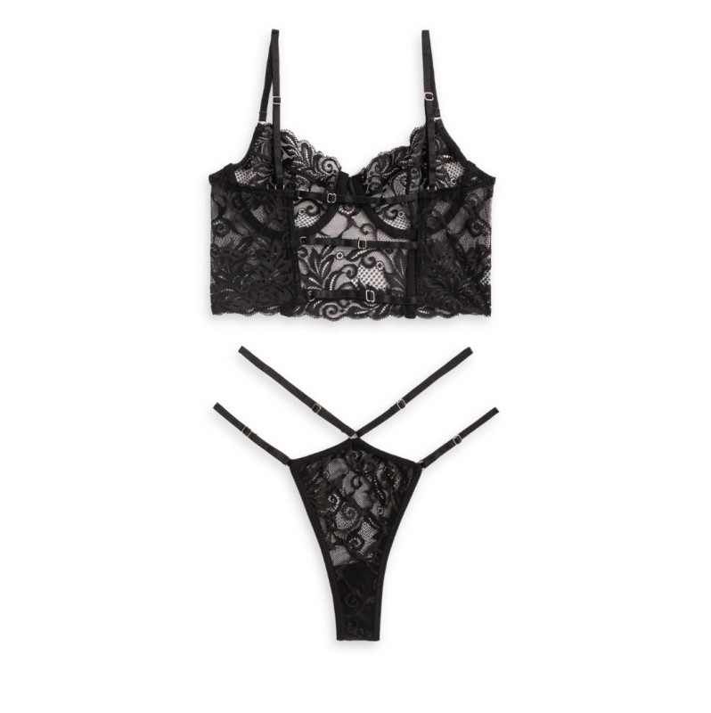 2 Piece Set Lace Bandeau Modern Ocean Black