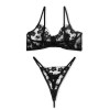 2 Piece Floral Stretch Lace Set Modern Ocean Black