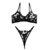 2 Piece Floral Stretch Lace Set Modern Ocean Black