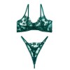 2 Piece Floral Stretch Lace Set Modern Ocean Green