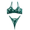 2 Piece Floral Stretch Lace Set Modern Ocean Green