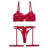 Playful Set with Suspender Belt & Leg Straps Red