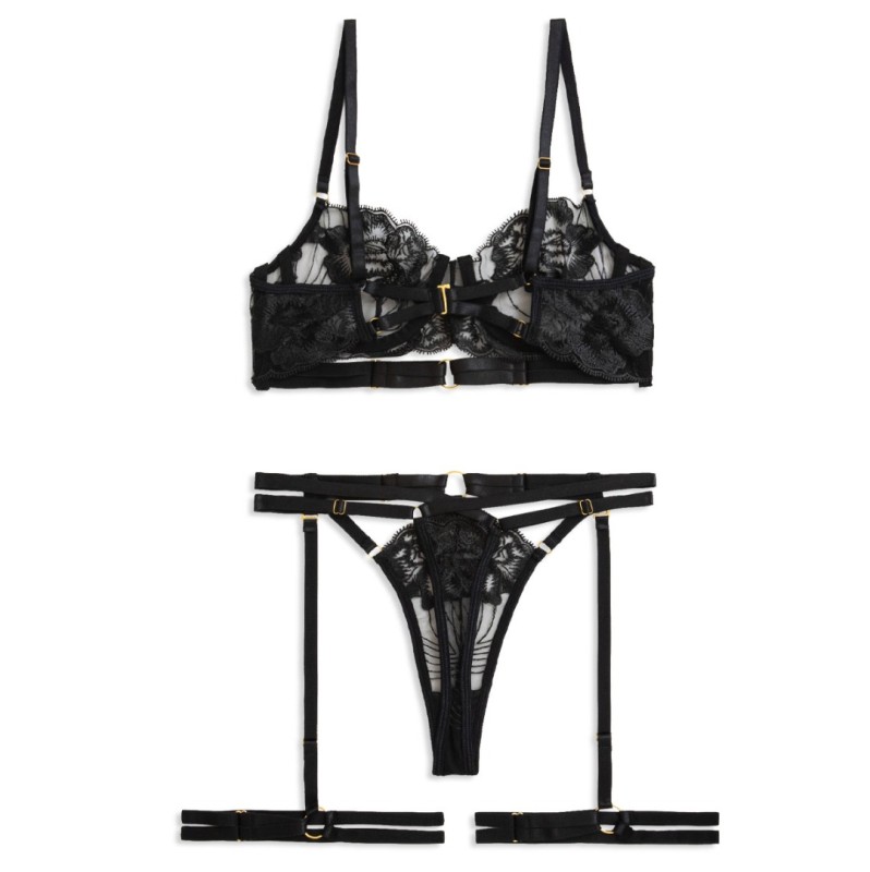 Playful Set with Suspender Belt & Leg Straps Black