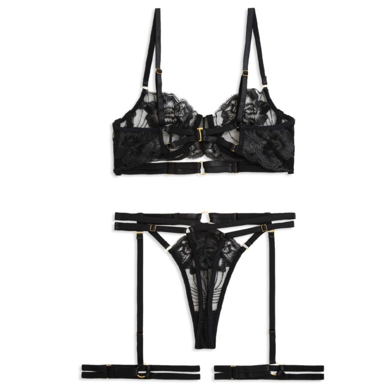 Playful Set with Suspender Belt & Leg Straps Black Playful Set with Suspender Belt & Leg Straps Black