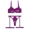 Playful Set with Suspender Belt & Leg Straps Purple