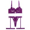 Playful Set with Suspender Belt & Leg Straps Purple