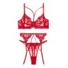 Ruby Set with Suspender Belt Modern Ocean Red