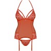 2 Piece Set Obsessive 838 Corset & Thong Red