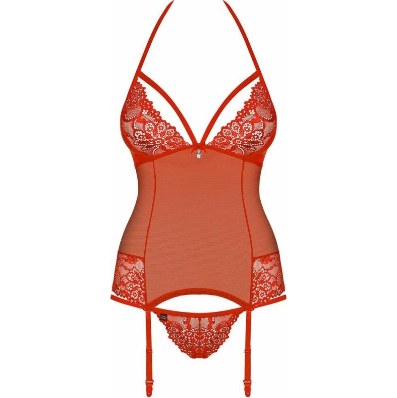 2 Piece Set Obsessive 838 Corset & Thong Red