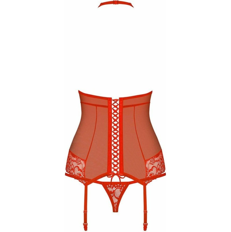 2 Piece Set Obsessive 838 Corset & Thong Red