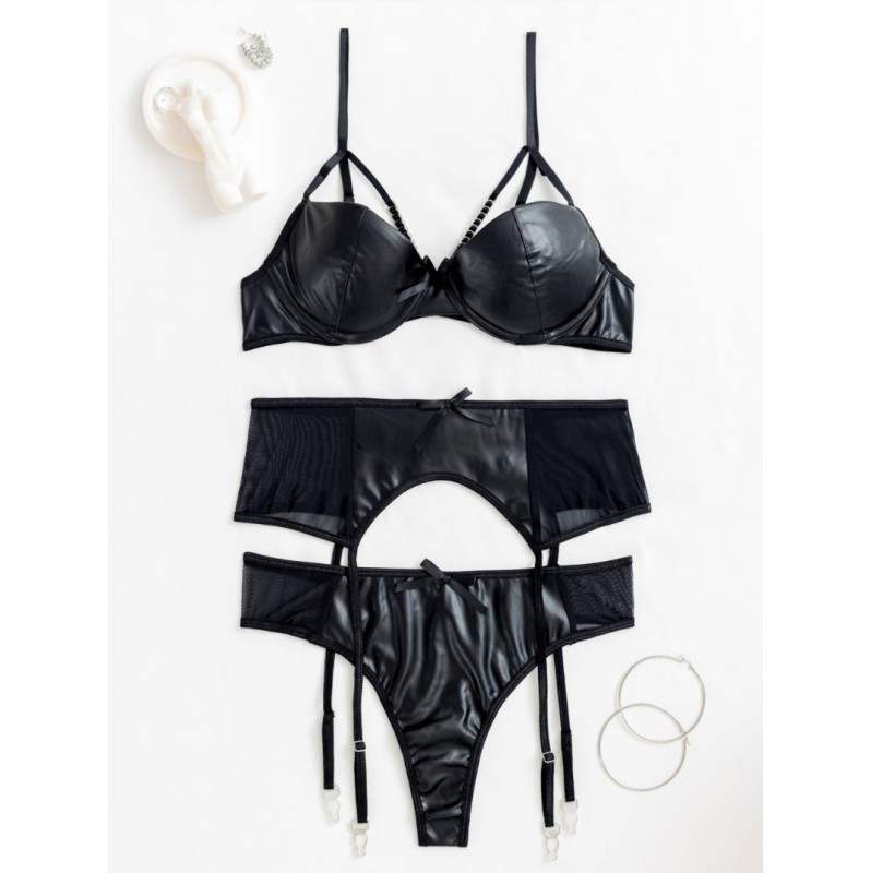 Leather Look Set Modern Ocean Black