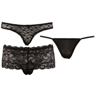 Sexy Panty Set of 3 Cottelli Collection Black Sexy Panty Set of 3 Cottelli Collection Black