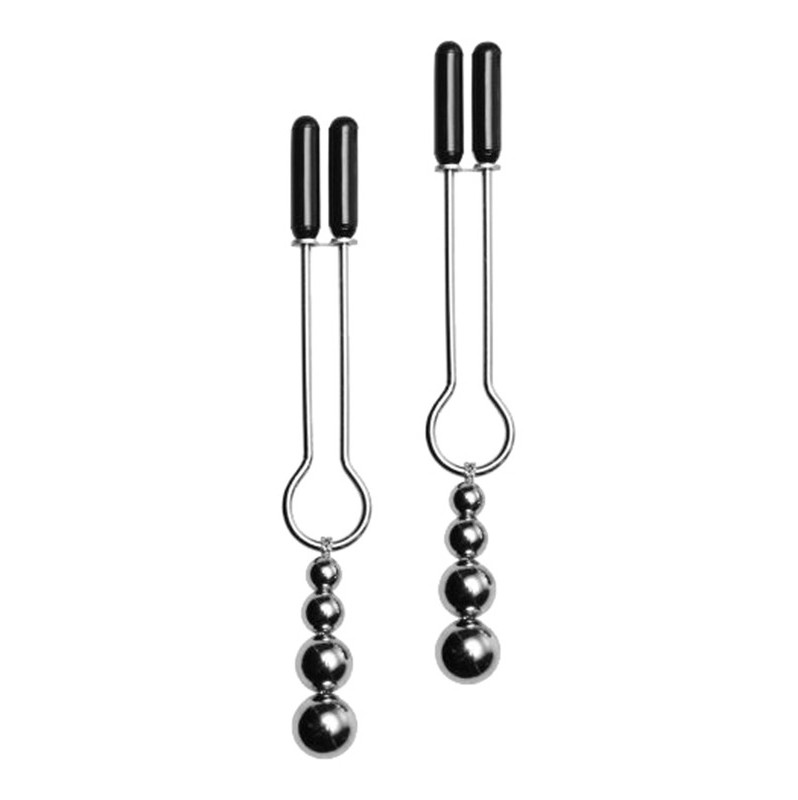 Nipple Clamp Set Adorn Triple Bead Master Series Silver