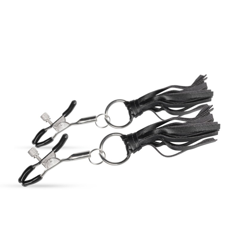 Adjustable Nipple Clamps With Tassels Easytoys Black