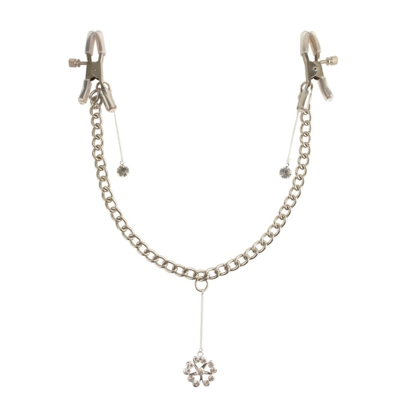 Crystal Nipple Clamps Fetish Fantasy Series Silver