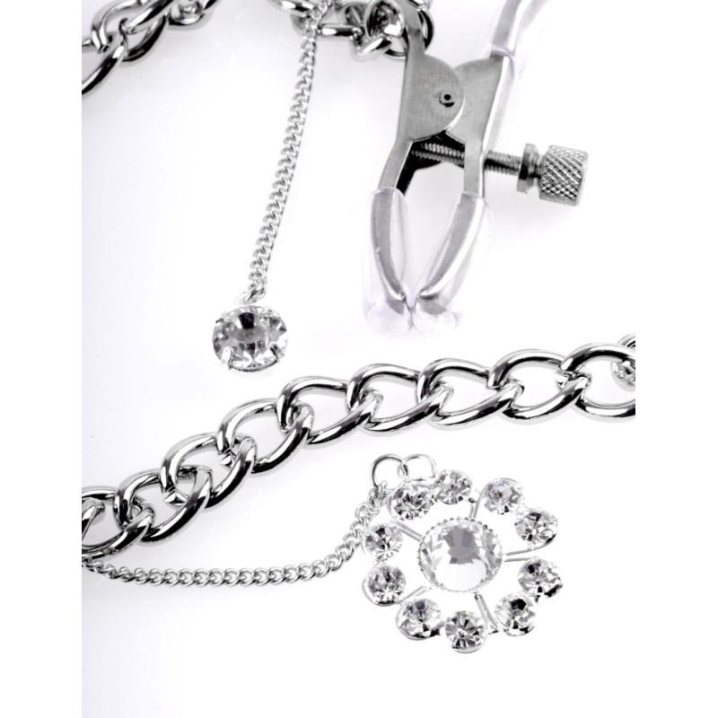 Crystal Nipple Clamps Fetish Fantasy Series Silver