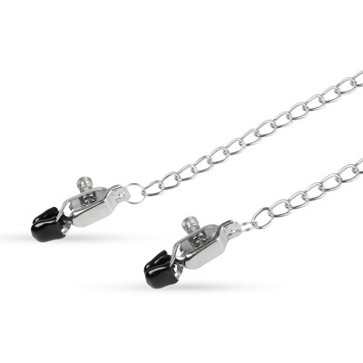 Big Nipple Clamps With Chain Easytoys Silver Big Nipple Clamps With Chain Easytoys Silver