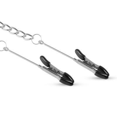 Long Nipple Clamps With Chain Easytoys Silver Long Nipple Clamps With Chain Easytoys Silver